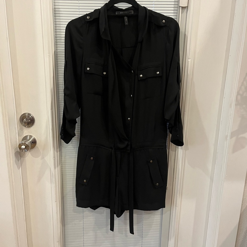 Bcbgmaxazria Black Button-Down Romper - image 4